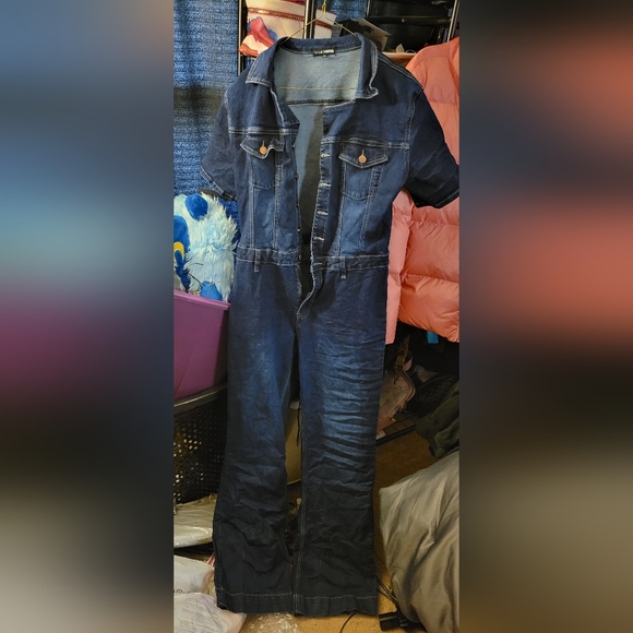 Fashion Nova Day Dreaming Denim Jumpsuit sz 1x - Picture 3 of 6